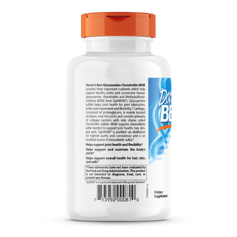 [Australia] - Doctor's Best Glucosamine Chondroitin Msm with OptiMSM Capsules, Supports Healthy Joint Structure, Function & Comfort, Non-GMO, Gluten Free, Soy Free, 240 Count (Pack of 1) 