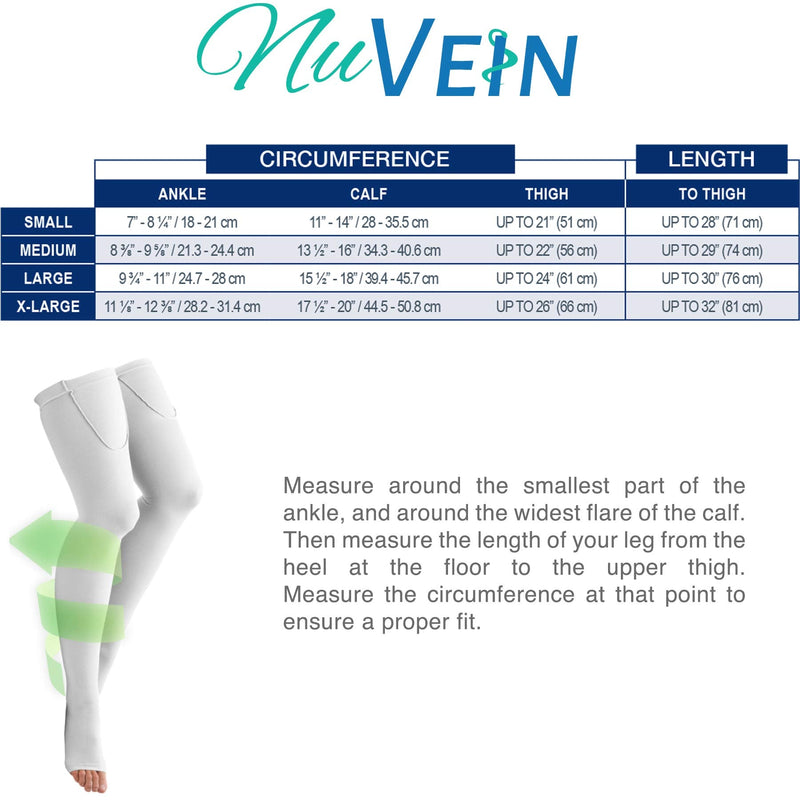 [Australia] - NuVein Surgical Stockings, 18 mmHg Support for Embolic Recovery, Medical Unisex Fit, Thigh High, Open Toe, Beige, Large Large (Pack of 2) 