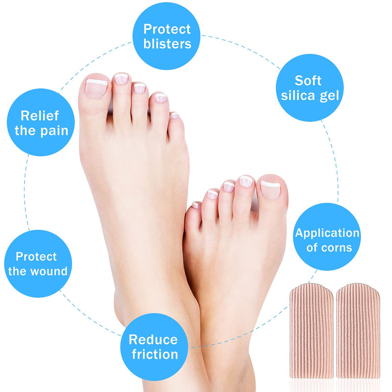 [Australia] - 12 Pieces Toe Tubes Sleeves, Toe Protectors, Toe Bandages with Fabric and Gel Gel Toe Protector for Women Prevent Bunions Hammertoes Callus Corn Blisters Finger (0.98 Inch Diameter) 0.98 Inch Diameter 