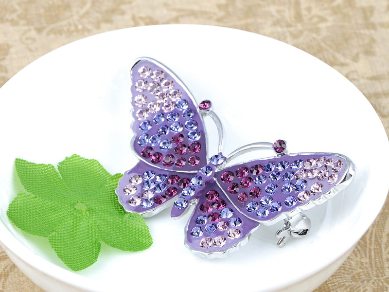 [Australia] - Alilang Womens Silvery Tone Multicolored Rhinestone Butterfly Insect Brooch Pin Purple 