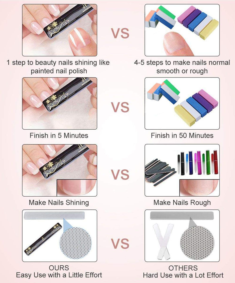 [Australia] - Premium Upgrade Nano Glass Nail File and Chamois Nail Buffers for Natural Nails and Acrylic Nails / All in One Step / beUakso Natural Nail Buffer and Shine Kit Chamoisbuffer Nailfile Mixed Kit 