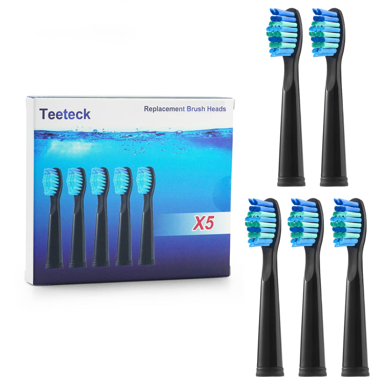 [Australia] - 5pcs Replacement Toothbrush Heads for Fairywill D7/D8/FW507/FW508, FW551/ FW917/ FW959/ FWD1/ FWD3 Black 