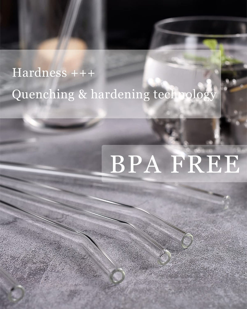 [Australia] - NAFENDER Glass Straws Reusable Drinking Straws 2 Wide Smoothie Straws & 4 Bent Straws & 4 Straight Straws with 2 Cleaning Brush 