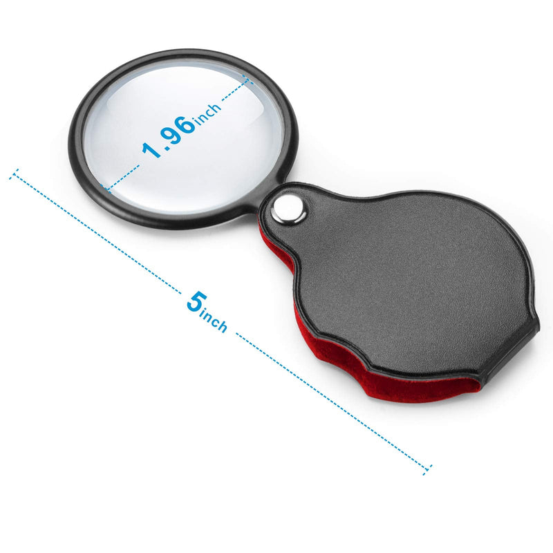 [Australia] - 2PCS Upgrade 10X Small Magnifying Glasses for Kids/Senior, Pocket Magnifier for Reading/Close Work, Mini Folding Magnifying Magnify Glass with Protective Sheath, Ideal for Repairing/Hobby/Coins, 1.96" 