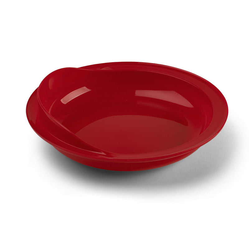 [Australia] - Providence Spillproof 9" Scoop Plate High-Low Adaptive Bowl - 2-Pack - Dish for Disabled, Handicapped, and Elderly Adults with Special Needs from Parkinsons, Dementia, Stroke or Tremors - PSC 996 2 Piece Set 1 Red - 1 White 