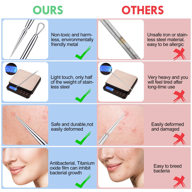 [Australia] - 2 Pcs Titanium Lancet Needle Blackhead Remover Tool Pimple Popper Tool Kit Professional Facial Milia Removal Blackhead Extractor Tool Comedone Zit Whitehead Blemish Extraction Tools 
