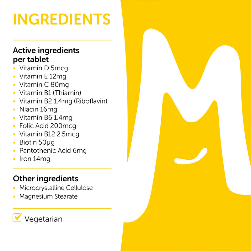 [Australia] - Multivitamin & Iron 120 Tablets for Men & Women | Vitamin A, B, C, D and Iron | Immune Support & Daily Wellbeing Multivitamins with Iron | Vegetarian | MOBU UK 