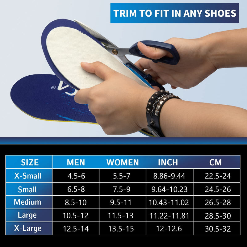 [Australia] - NEENCA Arch Support Plantar Fasciitis Insole for Women and Men Foot Pain Relief Shoe Insert Flat Feet Overpronation Orthotics Heel Spur Sports Black X-Small(Men4.5-6/Women5.5-7) 