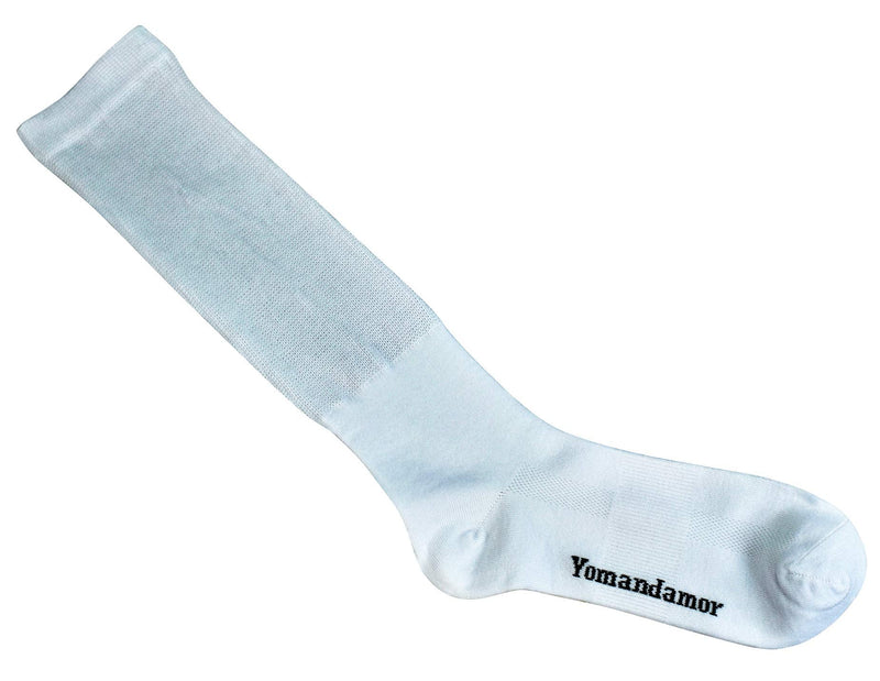 [Australia] - Yomandamor Mens Bamboo Diabetic Over the Calf Breathable Mesh Socks with Non-binding Top,4 Pairs 10-13 4 Pairs White 
