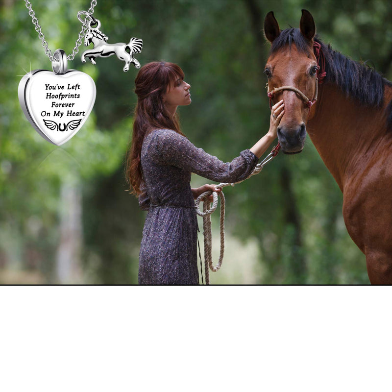 [Australia] - HOLLP Loss of Horse Remembrance Sympathy Gift Cinerary Casket Cremation Pendant Necklace Memorial Keepsake Gifts for Horse Lovers 