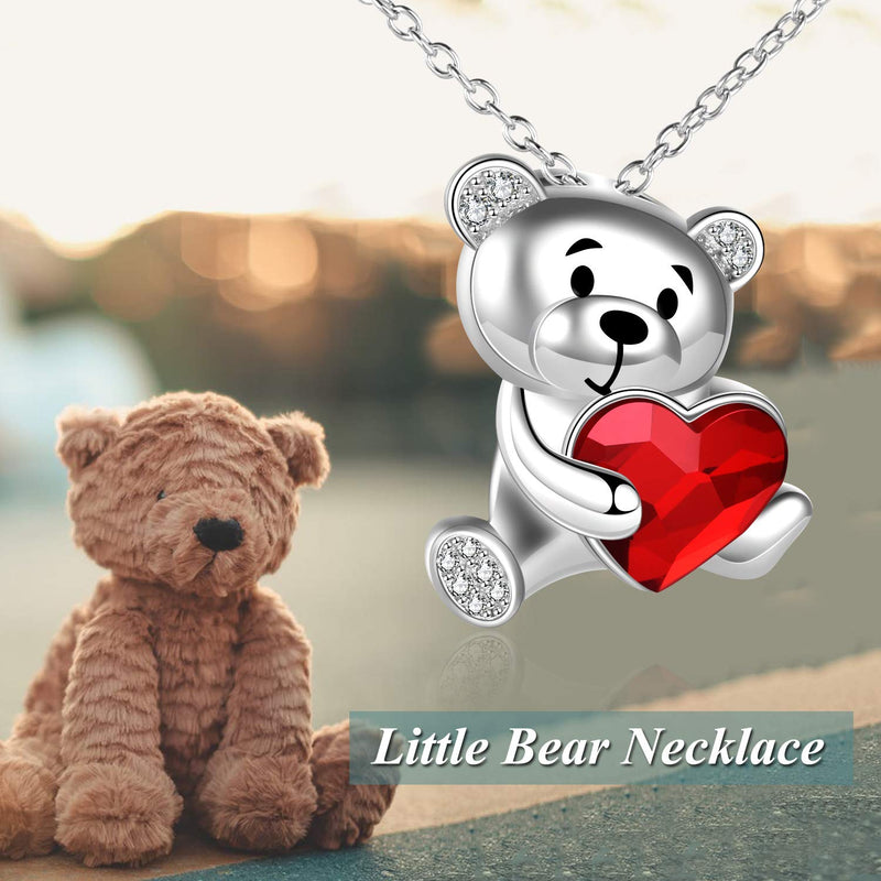 [Australia] - ONEFINITY Monkey Bear Necklace 925 Sterling Silver Monkey Bear Necklace Cute Animal Pendant Jewelry for Women Girls heart Bear 