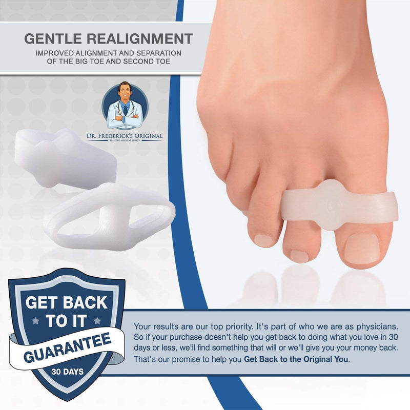 [Australia] - Dr. Frederick's Original 2 Piece Sport Bunion Toe Spacer Set - 1 Pair Soft Gel Splints - One Size Fits All - Fast Relief - Wear with Shoes - for Men & Women 