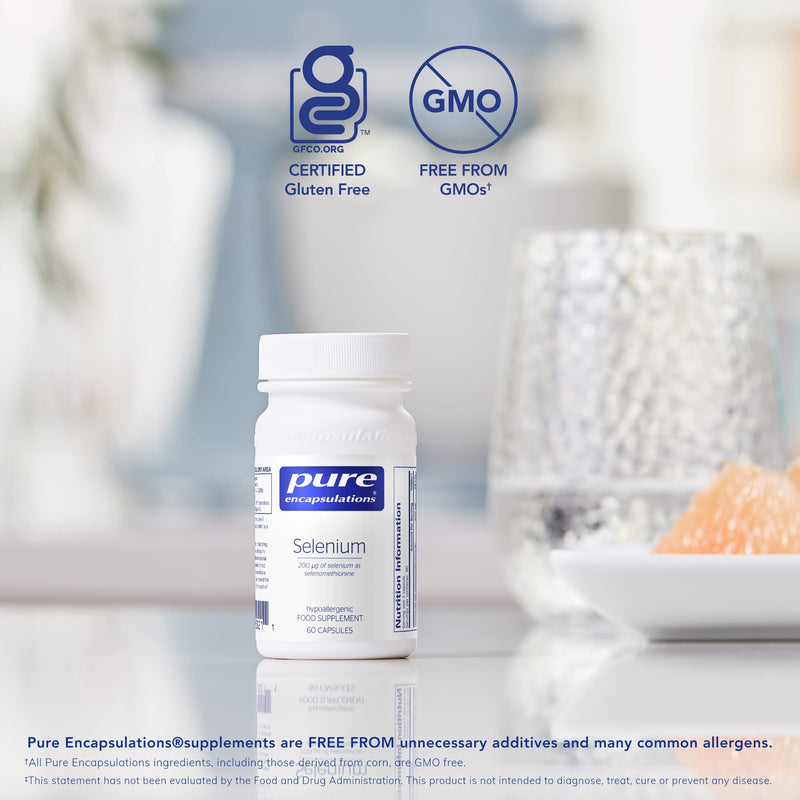 [Australia] - Pure Encapsulations - Selenium 200ug - Organic Selenomethionine Supplement for Immune and Thyroid Function Support - 60 Vegetarian Capsules 