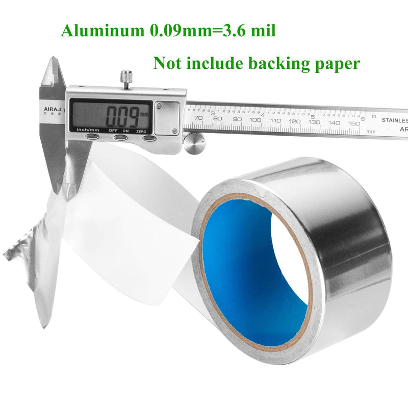 [Australia] - 3.6mil Foil -Thicker- 2 inch x 13yd/60yd Aluminum Tape Aluminum Foil Tape HVAC Tape High Temperature Heavy Duty for Dryer Vent, Ductwork, AC Unit, Furnace, Water Heater, Heat Reflective 2 inch x 13 yards 