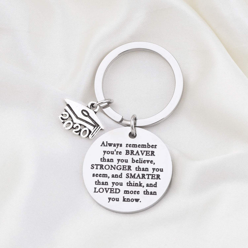 [Australia] - WSNANG Graduation Gift Always Remember You are Braver Stronger Smarter Than You Think Keychain Inspirational Graduates Gift for Class 2020 Graduation Keychain 