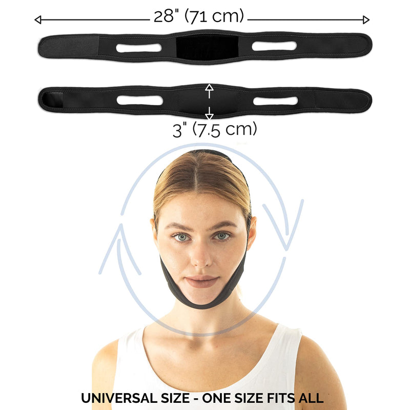 [Australia] - Double Chin Reducer Face Lifting Band, Anti Snoring and Face Slimming Chin Strap, Skin Tightening, Firming Belt (Black) Black 