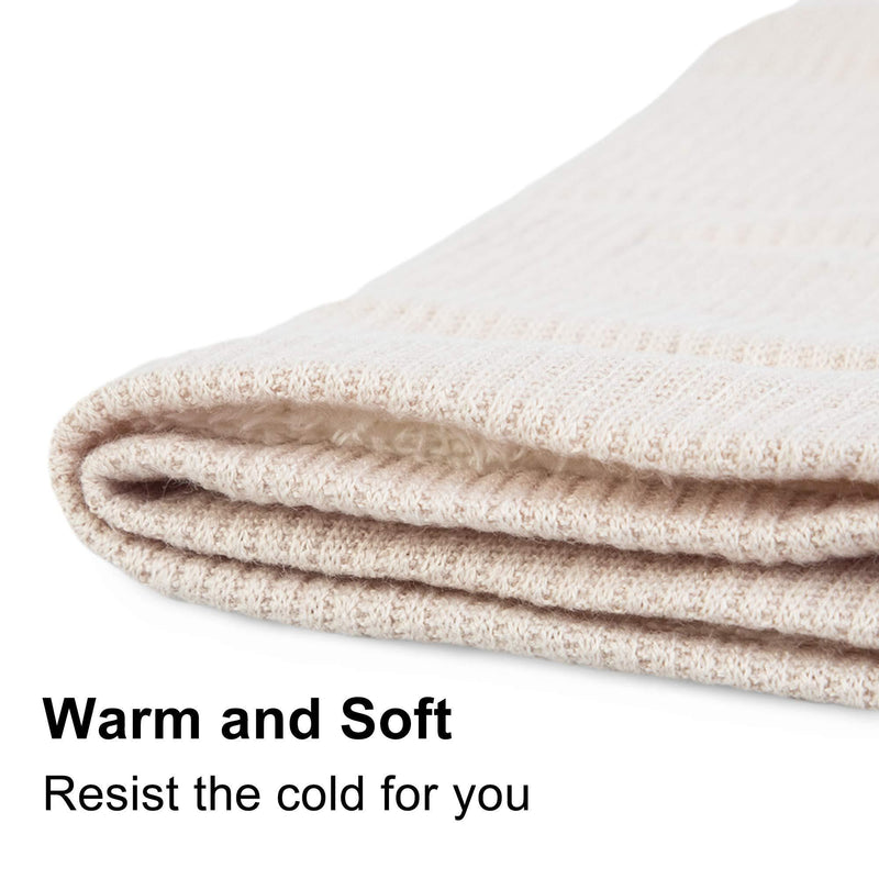 [Australia] - Chalier Unisex Winter Neck Warmer Thermal Lined Infinity Knitted Snood Scarf for Mens Womens (2 Pack) Black + beige 