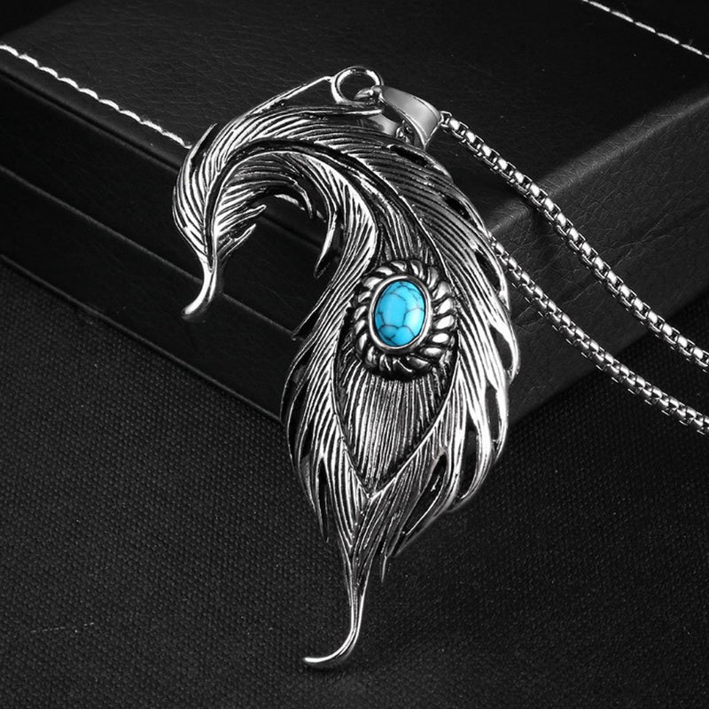 [Australia] - Paialco Stainless Steel Big Phoenix Feather Pendant Necklace 