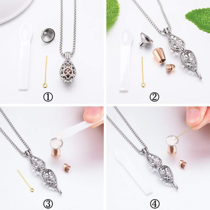 [Australia] - XIUDA Cremation Jewelry Urn Necklace for Ashes with Lotus Flower Urn Pendant Memorial Stainless Steel Ashes Keepsake Silver 