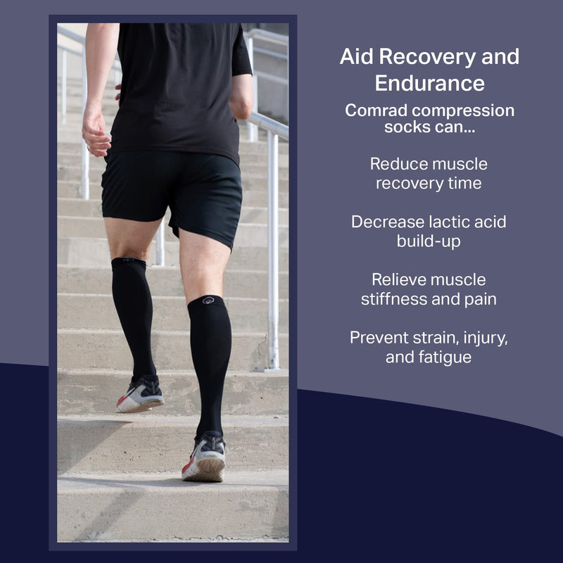 [Australia] - Comrad Knee High Compression Socks for Wide Calf - Thin, Breathable Premium Support Socks for Pregnancy, Athletes & More Medium Black 