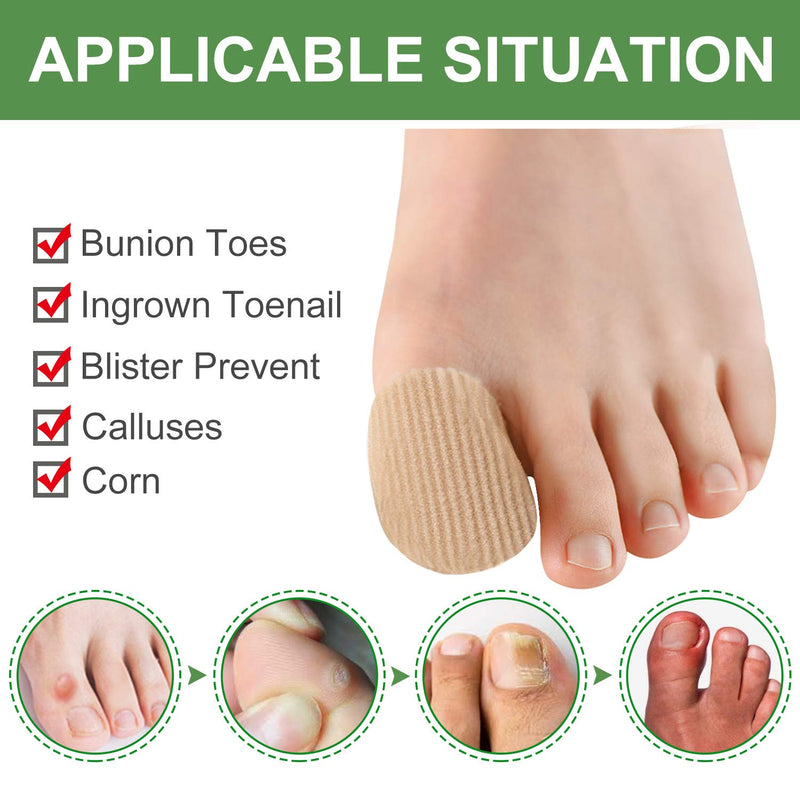 [Australia] - Welnove 10Pack Toe Caps Closed Toe Surface Fabric Sleeve Protectors with Gel Lining, Prevent Pain Relief for Corns, Blisters and Ingrown Toenails (Size Large + Size Medium) 