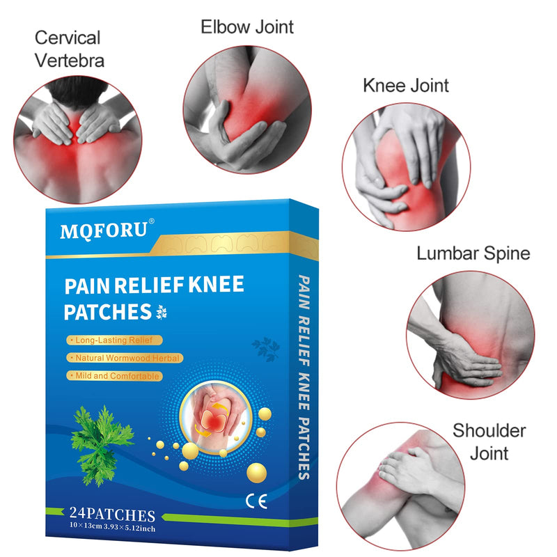 [Australia] - MQFORU Knee Pain Relief Patch, 24 PCS Pain Relief Plaster, Wormwood Knee Sticker Self Adhesive Heat Pads, Promote Blood Circulation, Relieve Muscle/Joint/Neck/Arthritis/Knee Pains, Fast Acting 