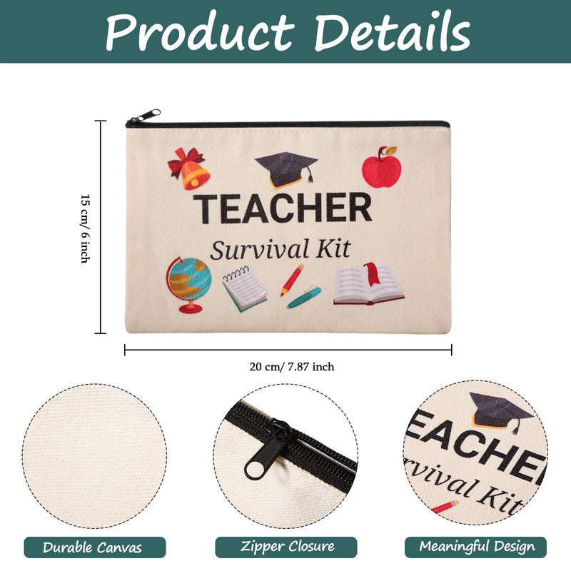 [Australia] - 20 Pieces Cosmetic Bags Teacher Canvas Makeup Bags Canvas Zipper Pouch Travel Toiletry Case Pencil Bag Stationery Case Bag Multi-Purpose Bag for Teachers Appreciation 