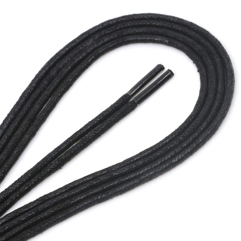 [Australia] - YJRVFINE Round Waxed Shoelaces Dress Boots Shoes Laces 2 Pair 23.62"Inch (60CM) 03 Black Thin Round Shoelaces 