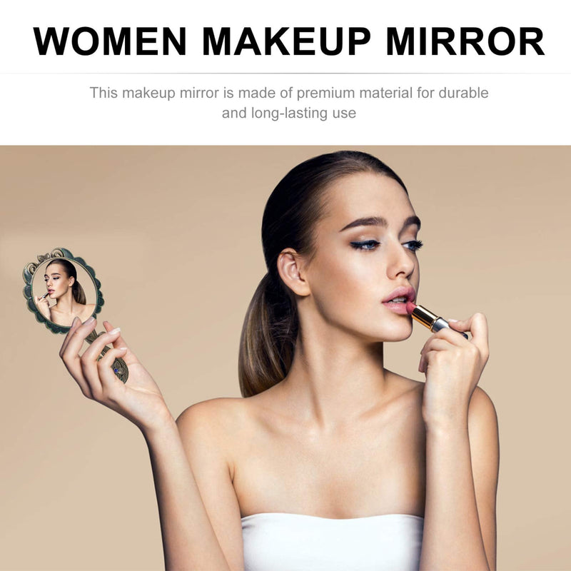 [Australia] - Minkissy Handheld Mirror, Vintage Makeup Mirror with Comb Antique Travel Cosmetic Mirror for Women Girls (Dark Green) Dark Green 