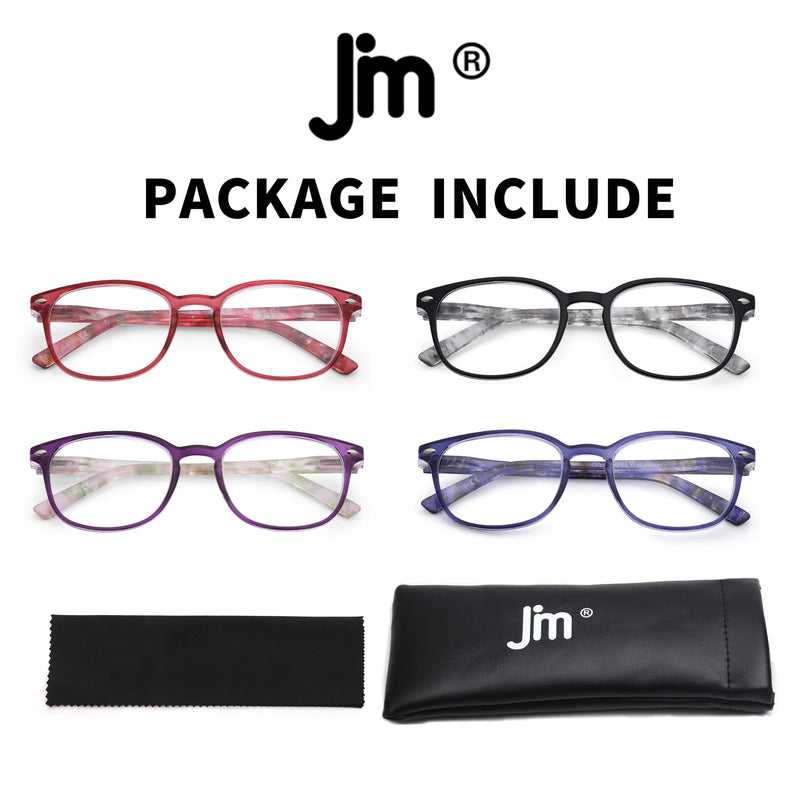 [Australia] - JM Reading Glasses Women with Spring Hinge 4 Pack, Lightweight Quality Vintage Readers Colorful Square Glasses for Ladies Magnifying 4 Pack Mixed Color 2.5 x 