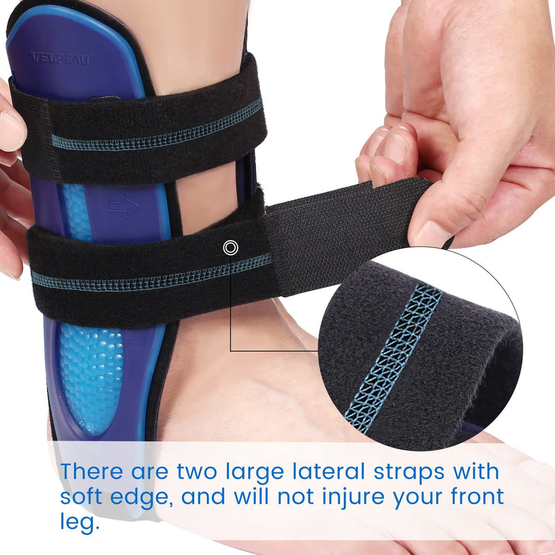 [Australia] - VELPEAU Ankle Support Brace for Men & Women, Ankle Stabilizer, Stirrup Splint for Sprains, Tendonitis, Volleyball, Basketball, Sprained Ankle, Reversible Left & Right Foots, One Size Fits Most (Blue) Blue Foam Pads 