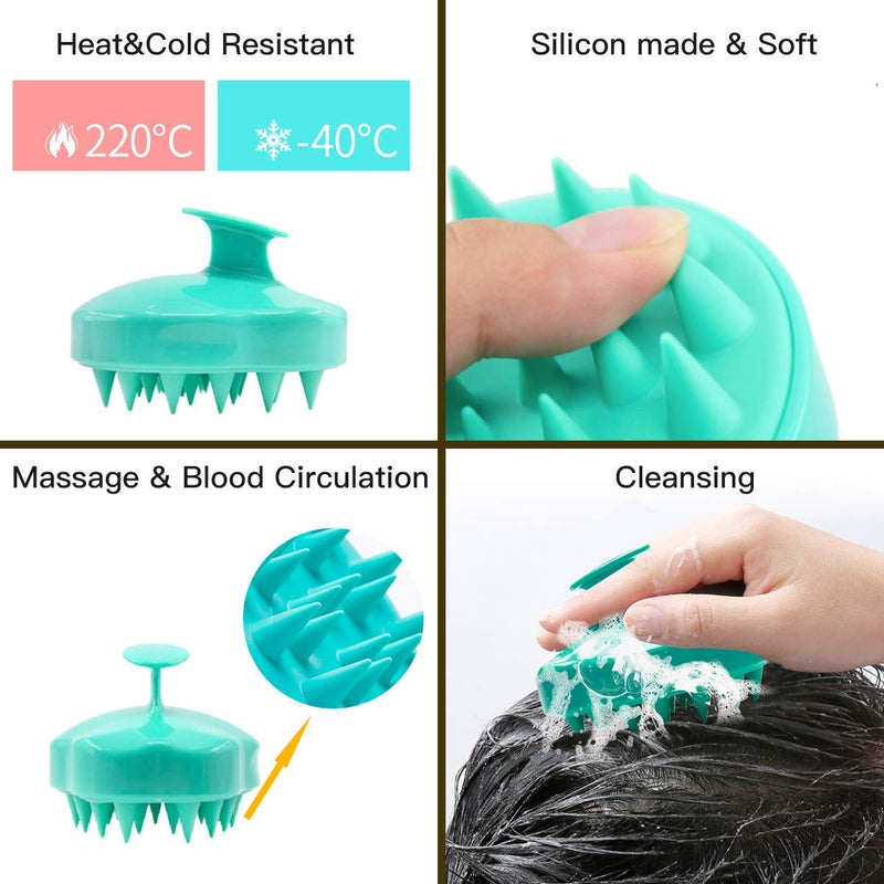 [Australia] - Ithyes Shampoo Brush Silicon Scalp Massager Hair Brush Wet Dry Comb Head Rubber Care Improve Blood Circulation for Men,Women Pets, Pack 2 Pink and Green Pink&green 