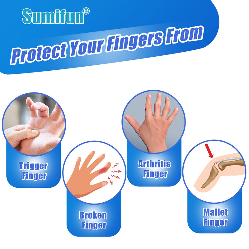 [Australia] - Trigger Finger Splint for Right and Left Hand, Mallet Finger Brace for Index Middle Ring, for Straightening Dislocated Fingers, Releasing Arthritis Pain, 2 Finger Splints and 2 Finger Sleeves Light Blue 