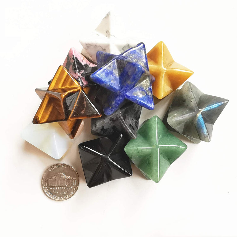 [Australia] - Manekieko Natural Rhodonite Merkaba Crystal Protection Sacred Meditation Energy Healing Chakra,25mm Hexagonal Star Crystals and Healing Stone 