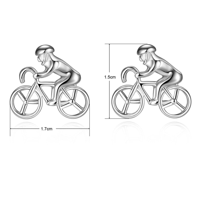 [Australia] - HONEY BEAR Cufflinks for Mens Racing Bike Bicycle Cyclist Sports Gift Silver 