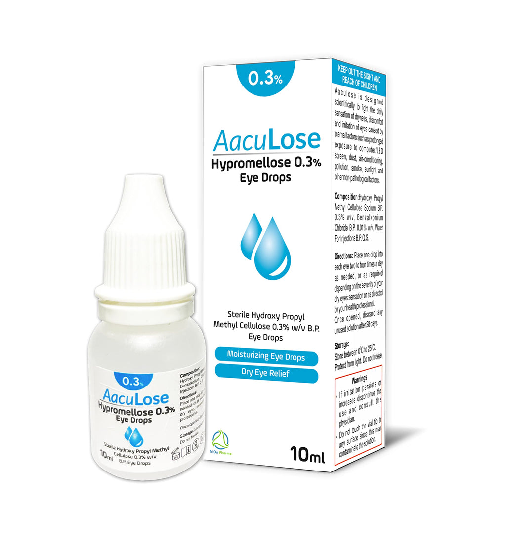 [Australia] - AacuLose Eye Drops to moisten Dry Eyes with 0.3% Hypromellose, Eye Drops for Long Lasting Relief, Lubricant for Dry Eyes (10ml – Pack of 1) 