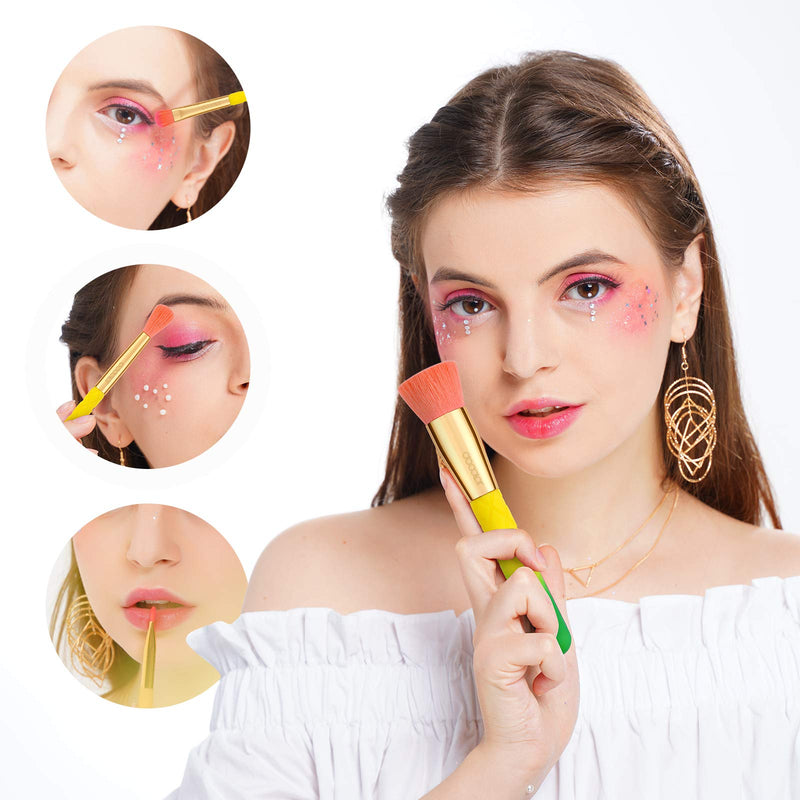[Australia] - Docolor Makeup Brushes Pineapple 16 Piece Makeup Brushes Set Premium Synthetic Kabuki Foundation Blending Face Powder Mineral Eyeshadow Make Up Brushes Set 