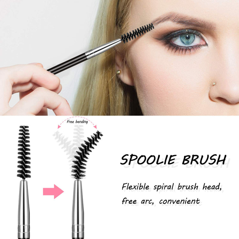 [Australia] - 6 Pieces Duo Eyebrow Brush Angled Eye Brow Brush and Spoolie Brush Mini Eyelash Brush for Tinting Angled Eyebrow, Fit for Gel and Cream (Silver) Silver 