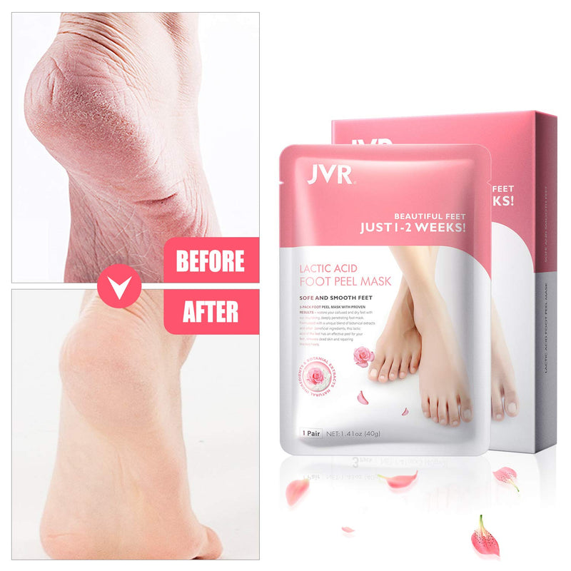 [Australia] - Foot Peel Mask, 3 Pack JVR Lactic Acid Foot Mask, Foot Exfoliating Socks, Foot Care for Callus Remove, Repair Cracked Heel & Dead, Dry & Hard Skin Size 10(UK) 