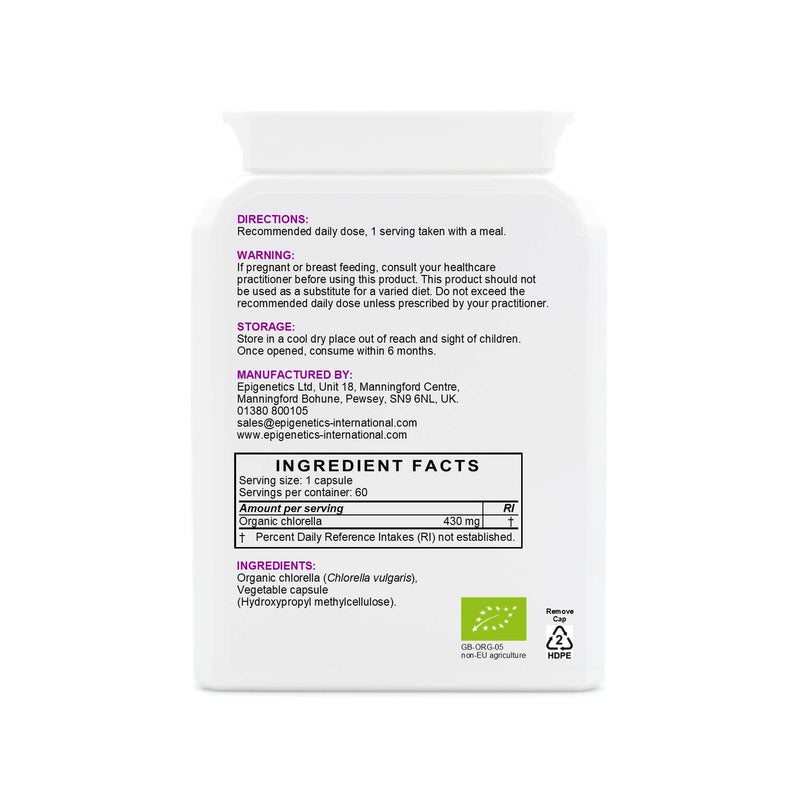 [Australia] - Organic Chlorella 430mg | Natural Chlorella Vulgaris Herb Supplement | 60 Vegan Friendly Capsules UK Made | 1 Capsule Daily (2 Month Supply) 