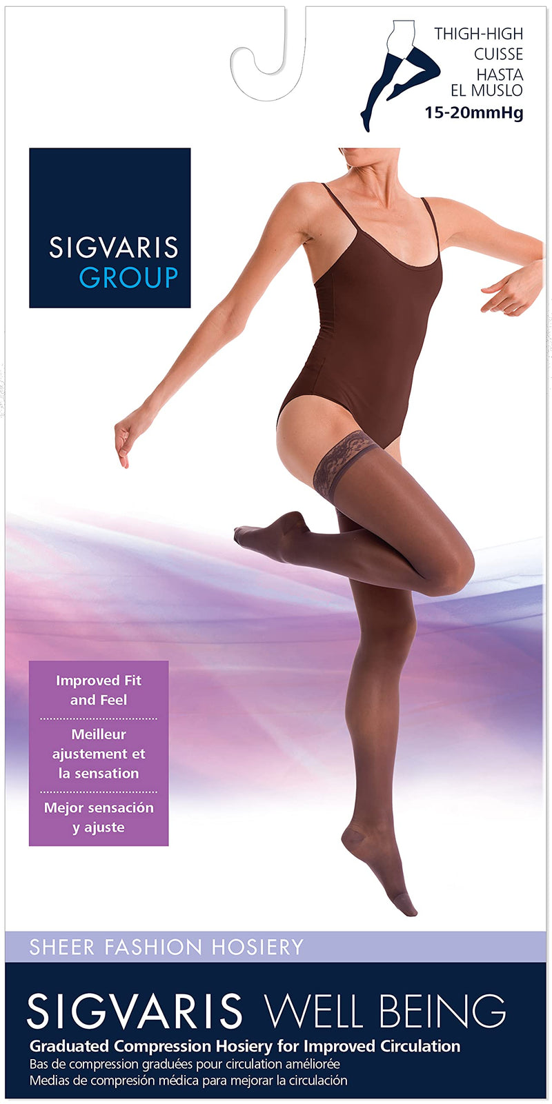 [Australia] - SIGVARIS Women's Sheer Fashion 120 Thigh High Compression Hose 15-20mmHg Black Thigh Size A 