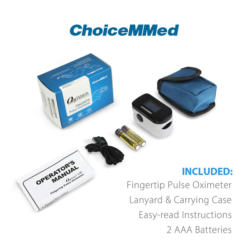 [Australia] - CHOICEMMED Black Dual Color OLED Finger Pulse Oximeter - Blood Oxygen Saturation Monitor with Color OLED Screen Display and Included Batteries - O2 Saturation Monitor 