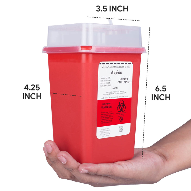 [Australia] - Sharps Container for Home Use and Professional 1 Quart (3-Pack) by Alcedo | Biohazard Needle and Syringe Disposal | Small Portable Container for Travel 3 