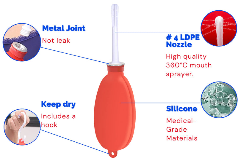 [Australia] - RVDKBULB New Compact Silicone Douche Kit, Pocket Size - Reusable Travel Douche Bag, 24 Fl Oz Capacity, Red 