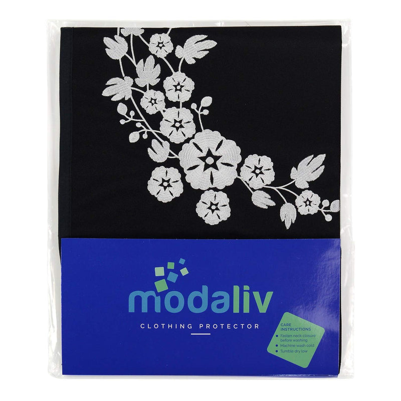[Australia] - Modaliv Adult Bib for Women - Embroidered Waterproof Clothing Protector with Crumb Catcher - Reusable - Machine Washable (Flowers and Butterflies) 