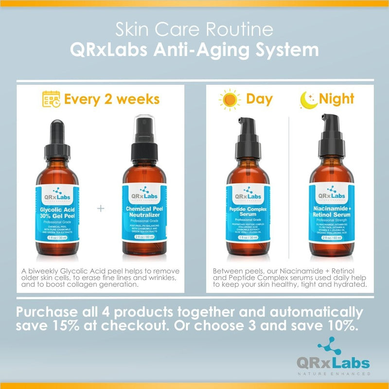 [Australia] - QRxLabs Peptide Complex Serum/Collagen Booster For The Face With Hyaluronic Acid And Chamomile Extract - Anti Aging Peptide Serum, Reduces Wrinkles, Heals And Repairs Skin - Tightening Effect 