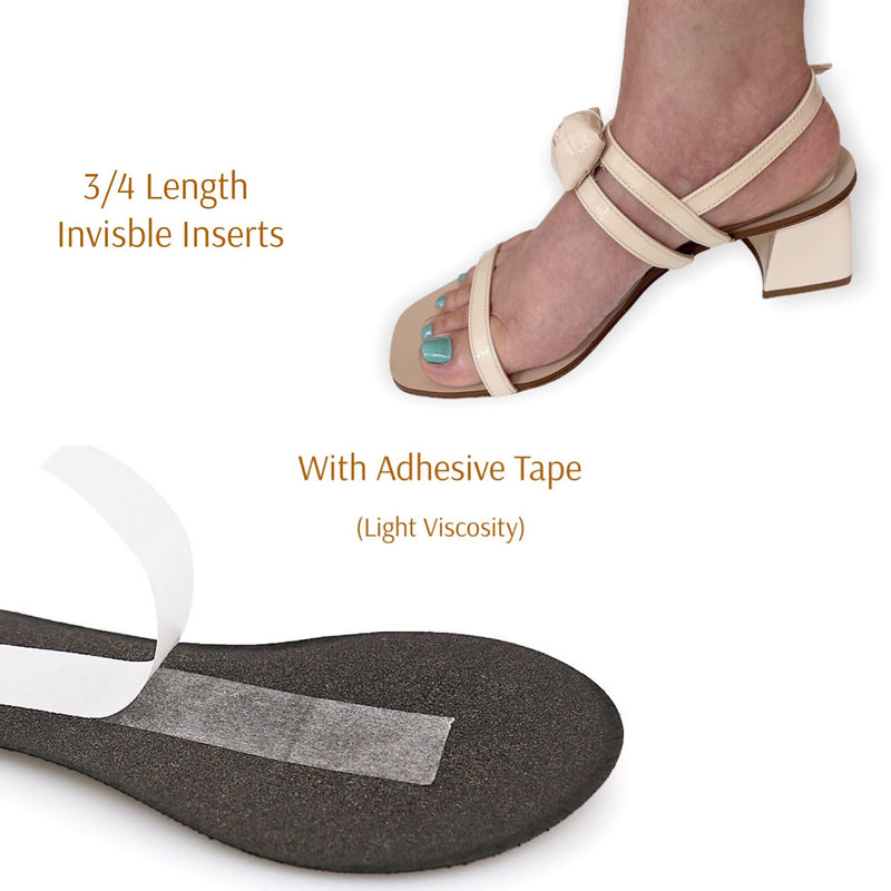 [Australia] - CB 4 Pairs of Cloth Surface Sponge Inserts Invisible Slim Insoles Liners, Ball of Foot Pain Relief Cushion, Arch Pain Barefoot Support, 3/4 Length for Women's Shoes 5-8, Style A, Nude & Black 
