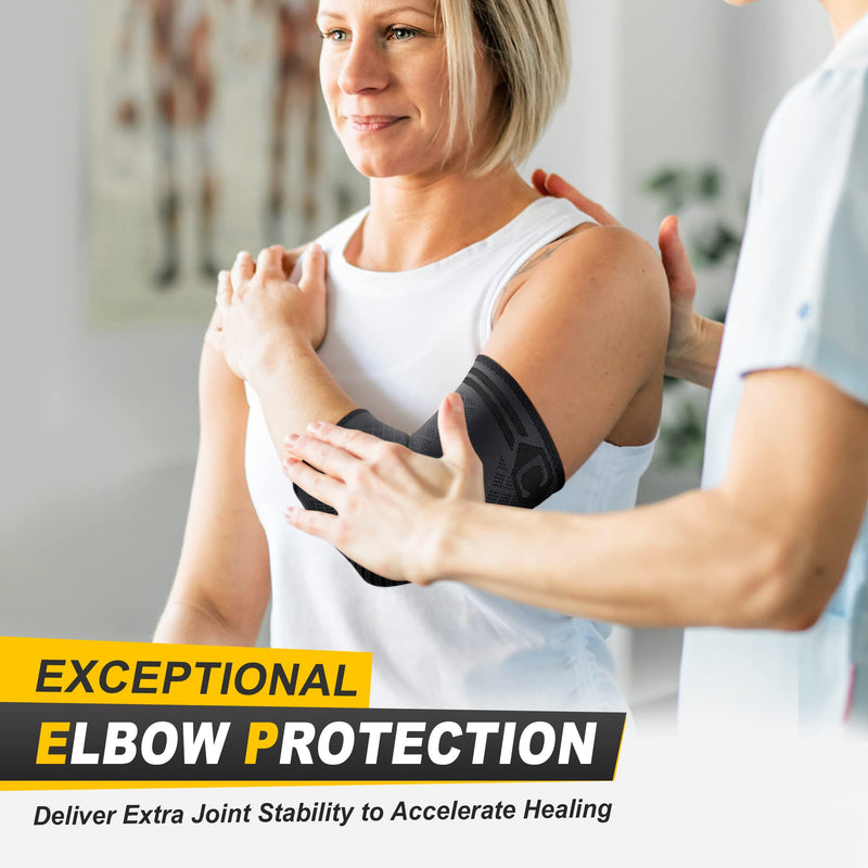 [Australia] - CAMBIVO 2 Pack Elbow Brace for Tendonitis, Tennis Elbow Compression Support Sleeve for Golfers Elbow Pain Relief, Arthritis, Bursitis, Workout, Weightlifting (Black, Large) Black (2 Pack) 