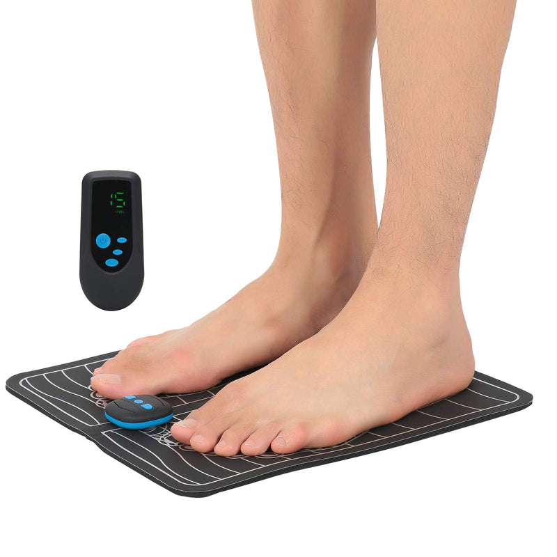 [Australia] - EMS Foot Massager, Electric Massage pad Muscle Stimulator USB Rechargeable Molded Leg Cushion feet Acupuncture Stimulator Massager ABS Stimulator with Remote Control 