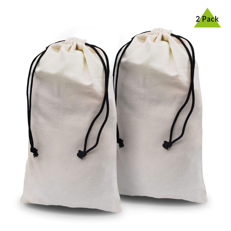 [Australia] - Prime Line Retail Duster Flannel Shoe Bags Storage with Drawstring Closure Dust Proof Sports Bag Washable Multifunctional Travel Pouch Breathable Home Luggage Handbags 12x17 Inch 2 Pack (12x17") 